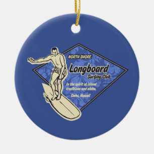Ornamento De Cerâmica Club Diamond Surfer Ornament