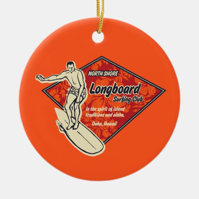 Ornamento De Cerâmica Club Diamond Surfer Ornament (Frente)