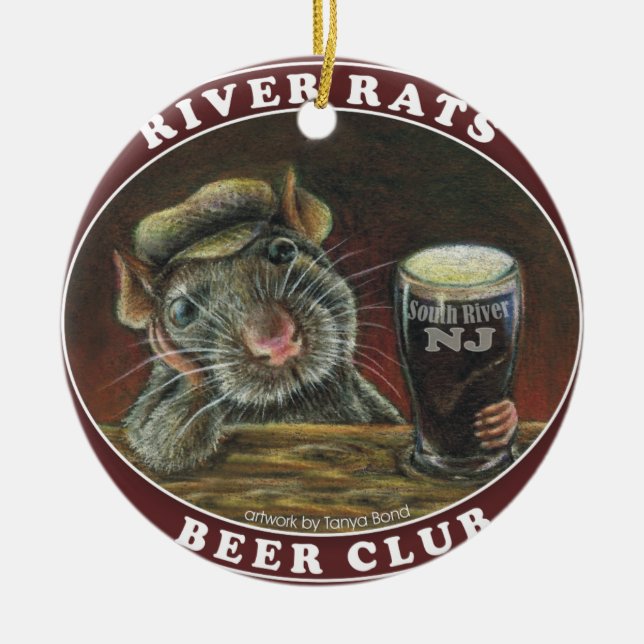Ornamento De Cerâmica Clube da cerveja dos ratos do rio (Frente)