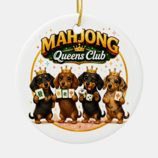 Ornamento De Cerâmica Clube das Rainhas do Mahjong Dachshunds Fofos