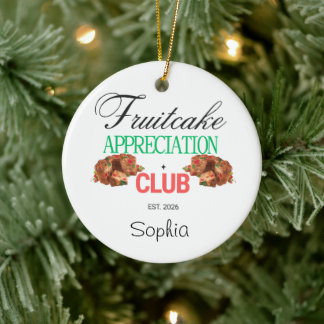 Ornamento De Cerâmica Clube de Apreciação de Bolo de Frutas Natal Humor