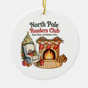 Ornamento De Cerâmica Clube de Leitores do Polo Norte Livros de Natal Am
