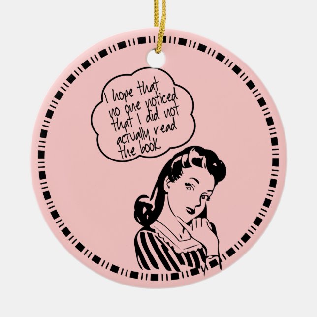 Ornamento De Cerâmica Clube de Livro - Espero - Retro (Frente)