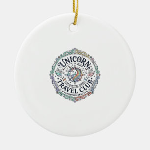Ornamento De Cerâmica Clube de Viagens Unicórnio Projeto Original Zazzle