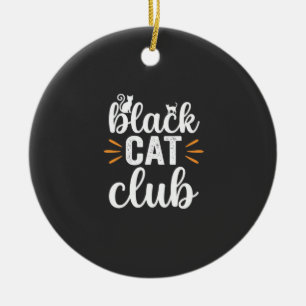 Ornamento De Cerâmica Clube do Gato Preto Design de Halloween