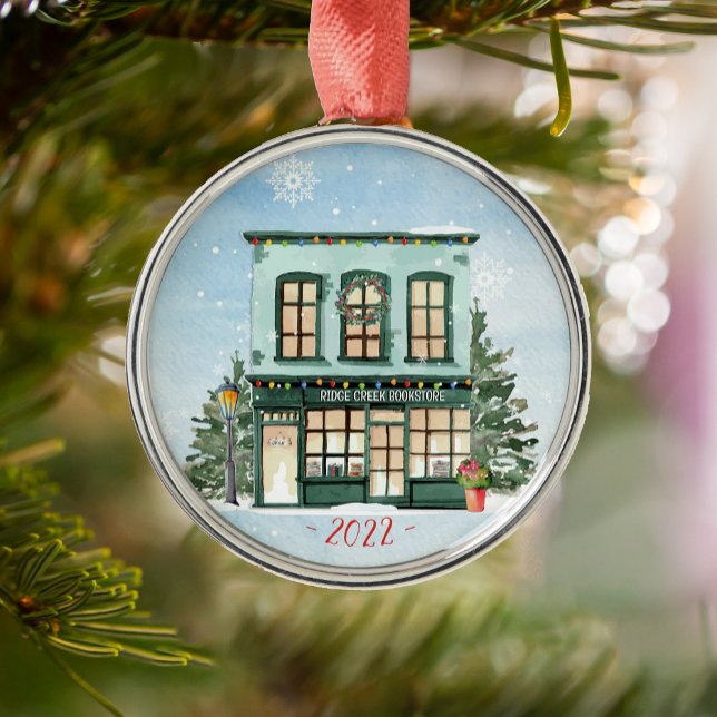 Ornamento De Cerâmica Clube Personalizado de Livros (Personalized Book Club Christmas tree ornament for readers.)