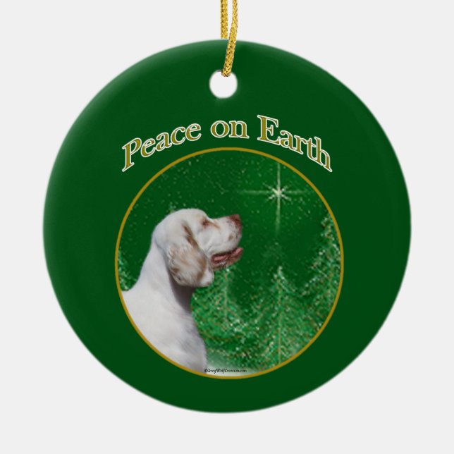 Ornamento De Cerâmica Clumber Spaniel Peace (Frente)