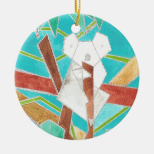 Ornamento De Cerâmica Coala na Árvore Arte Abstrata Original