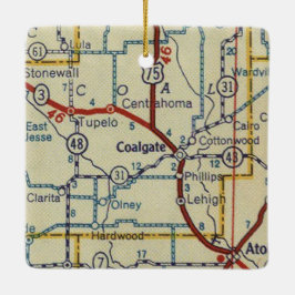 Ornamento De Cerâmica Coalgate OK Retro Map