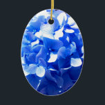 Ornamento De Cerâmica Cobalt Blue Hydrangea<br><div class="desc">Foto romântica de azul-cobalto-roxa-hydrangea,  de H Cooper</div>