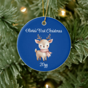 Ornamento De Cerâmica Cobalto Blue Baby Girl Personalizada Primeiro Nata