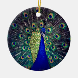 Ornamento De Cerâmica Cobalto Blue Peacock
