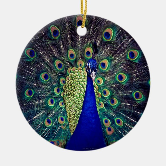 Ornamento De Cerâmica Cobalto Blue Peacock (Frente)