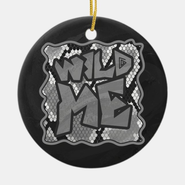 Ornamento De Cerâmica Cobra Amarelo e Impressão Dourado (Frente)