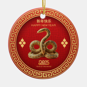 Ornamento De Cerâmica Cobra de Ano Novo Chinês 2025