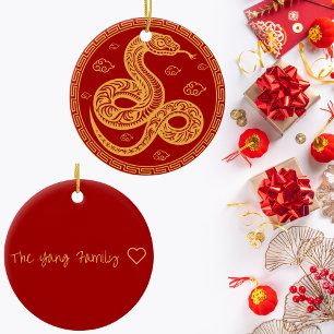 Ornamento De Cerâmica Cobra de Ano Novo Chinês Personalizado