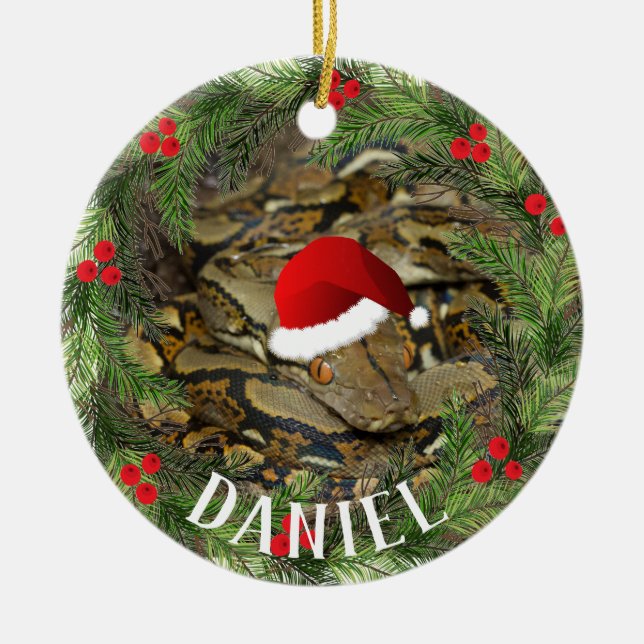 Ornamento De Cerâmica Cobra de Natal (Frente)