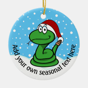 Ornamento De Cerâmica Cobra de Natal Personalizada