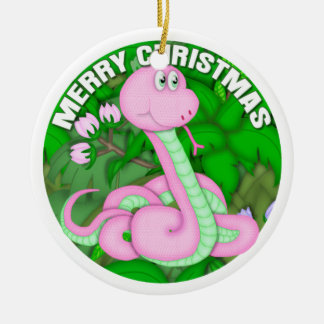 Ornamento De Cerâmica Cobra do rosa do Feliz Natal