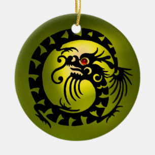 Ornamento De Cerâmica COBRA DRAGON Black and Yellow Topaz