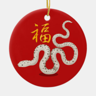 Ornamento De Cerâmica Cobra e Ano Novo Chinês "Fortune" - Cute Zodiac