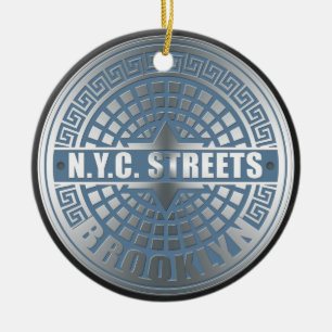 Ornamento De Cerâmica Cobrir Brooklyn Azul