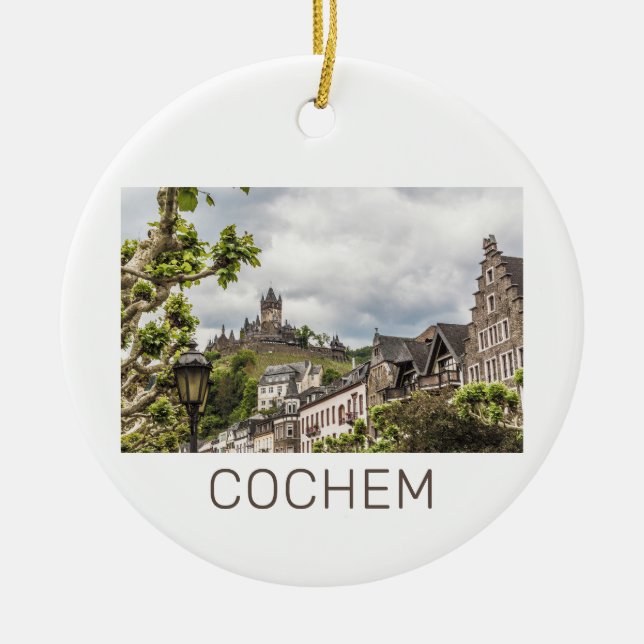Ornamento De Cerâmica Cochem Moselle Panorama Alemanha Souvenir (Frente)