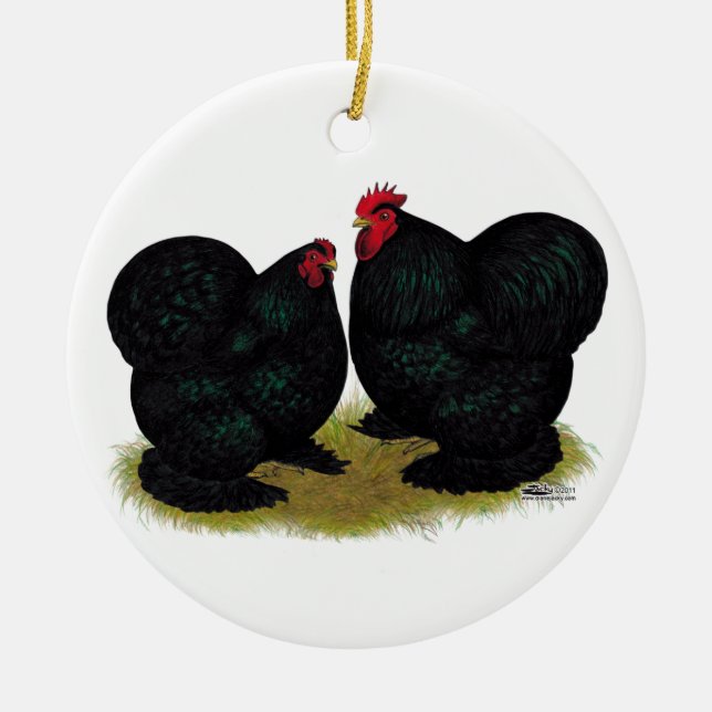 Ornamento De Cerâmica Cochins Black Bantam Pair (Frente)