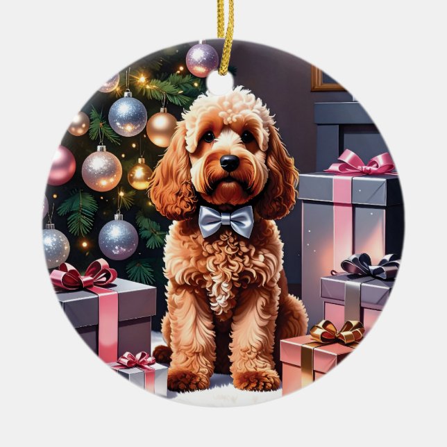 Ornamento De Cerâmica Cockapoo Natal (Frente)