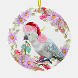 Ornamento De Cerâmica Cockatoos Botânicos de Natal