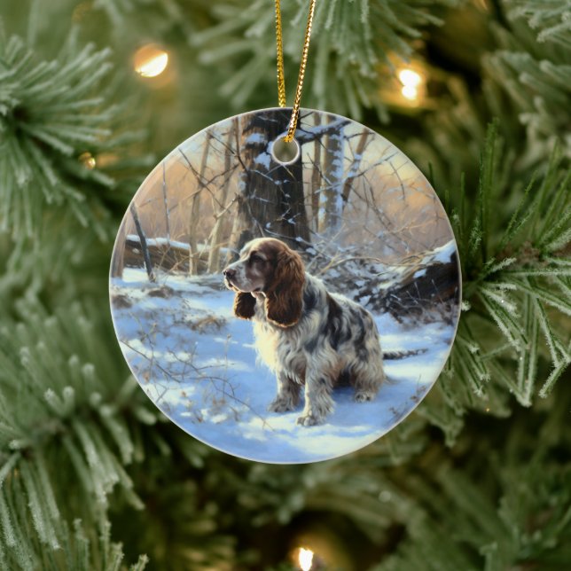 Ornamento De Cerâmica Cocker Spaniel Deixe-o nevar no Natal (Árvore)