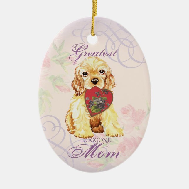 Ornamento De Cerâmica Cocker Spaniel Heart Mom Ceramic Ornament (Frente)