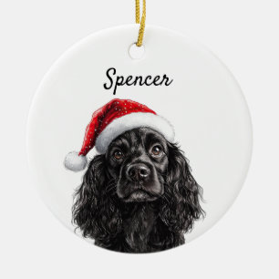 Ornamento De Cerâmica Cocker Spaniel Inglês Preto Personalizado