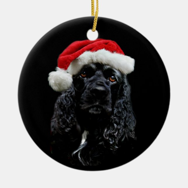 Ornamento De Cerâmica Cocker Spaniel Natal (Frente)