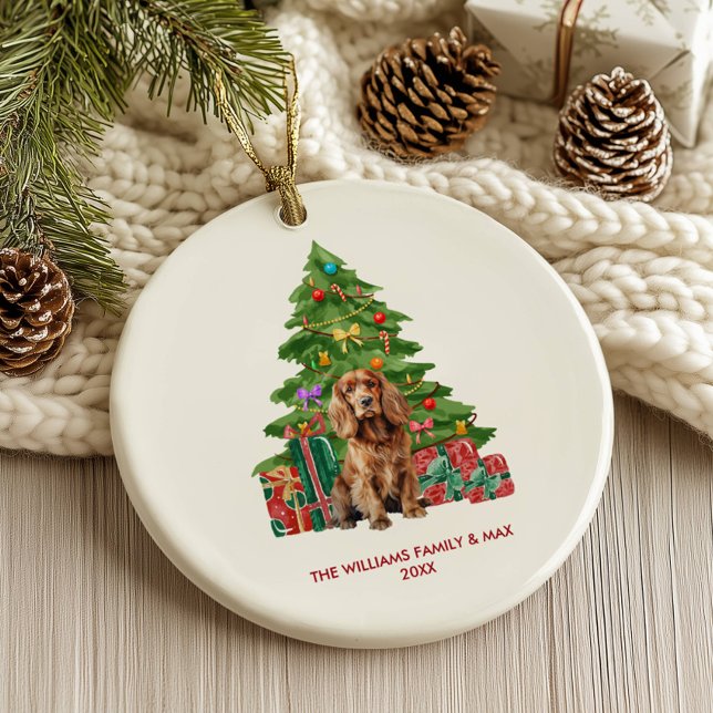 Ornamento De Cerâmica Cocker Spaniel Personalizado no Natal (Criador carregado)