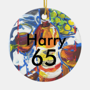 Ornamento De Cerâmica Cocktail colorido personalizado Nome do aniversári