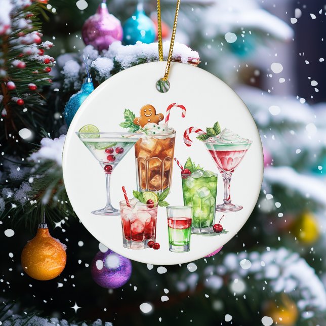 Ornamento De Cerâmica Cocktail de Natal Bebe Bebidas Bebidas (Criador carregado)