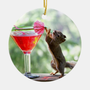 Ornamento De Cerâmica Cocktail do bebendo do esquilo
