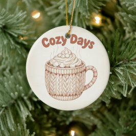 Ornamento De Cerâmica Cocoa Quente Aconchegante Caneca de Marshmallow Na
