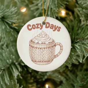 Ornamento De Cerâmica Cocoa Quente Aconchegante Caneca de Marshmallow Na