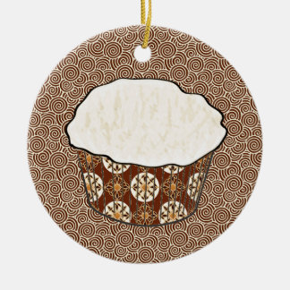 Ornamento De Cerâmica Coconut Cupcake, Japanese Swirl Background