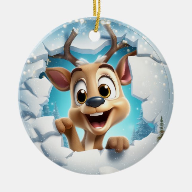 Ornamento De Cerâmica Cóctone Deer 3D (Frente)