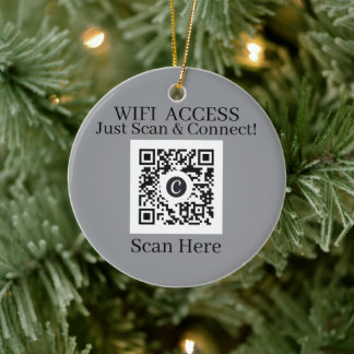 Ornamento De Cerâmica Código de Acesso QR WiFi Branco Moderno Natal