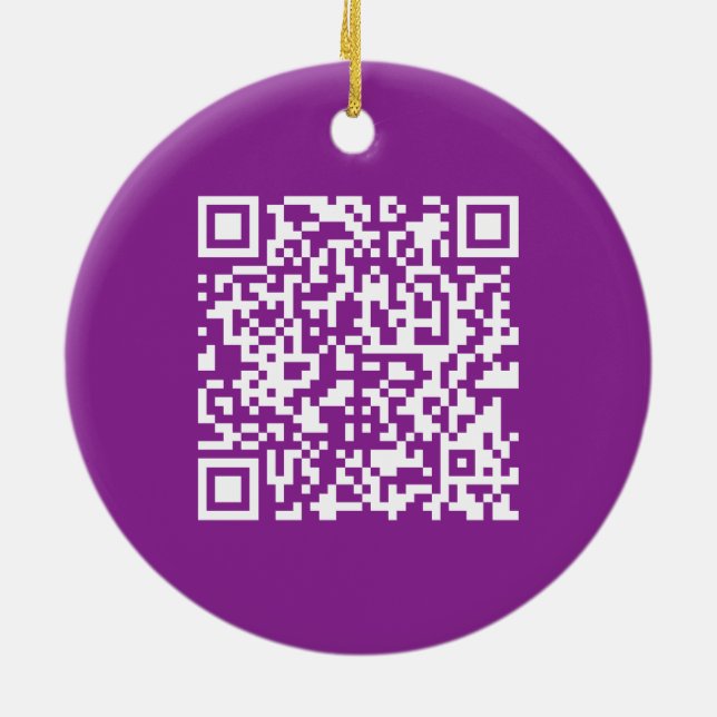 Ornamento De Cerâmica Código QR instantâneo com URL do seu site | Roxo (Traseira)