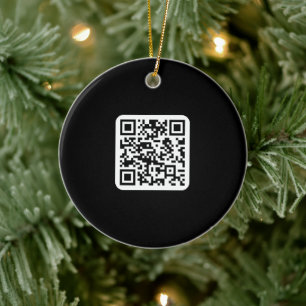 Ornamento De Cerâmica Código QR moderno editável Branco preto ou qualq