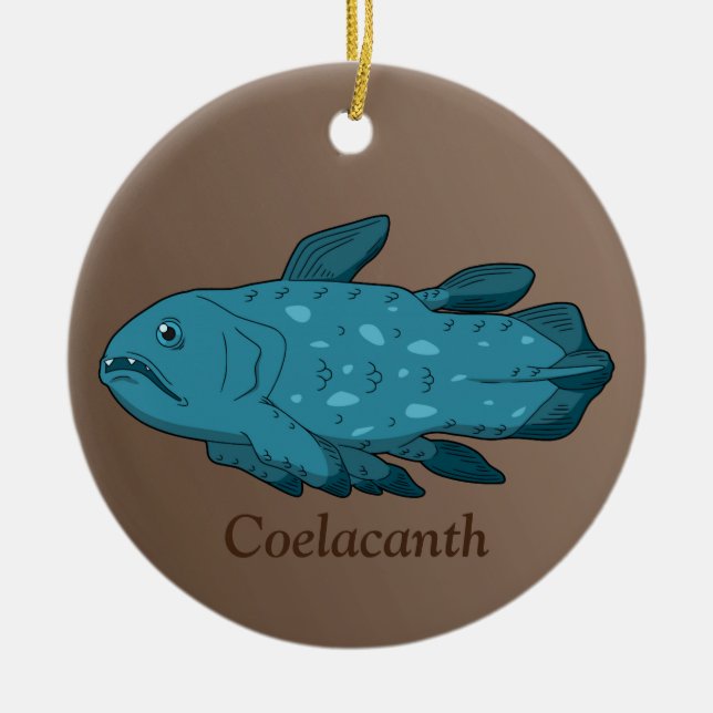 Ornamento De Cerâmica Coelacanto - Peixe Antigo (Frente)