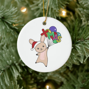 Ornamento De Cerâmica Coelhinho Feliz Natal Animais de inverno Coelho