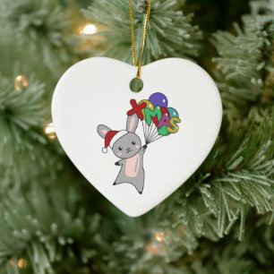 Ornamento De Cerâmica Coelhinho Feliz Natal Animais de inverno Coelho
