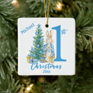 Ornamento De Cerâmica Coelho 1rua Feriado Personalizado Azul