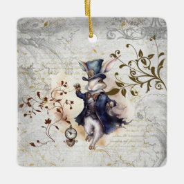 Ornamento De Cerâmica Coelho Branco